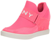 DKNY Women's Essential High Top Slip on Wedge Sneaker, Fuchsia, 10